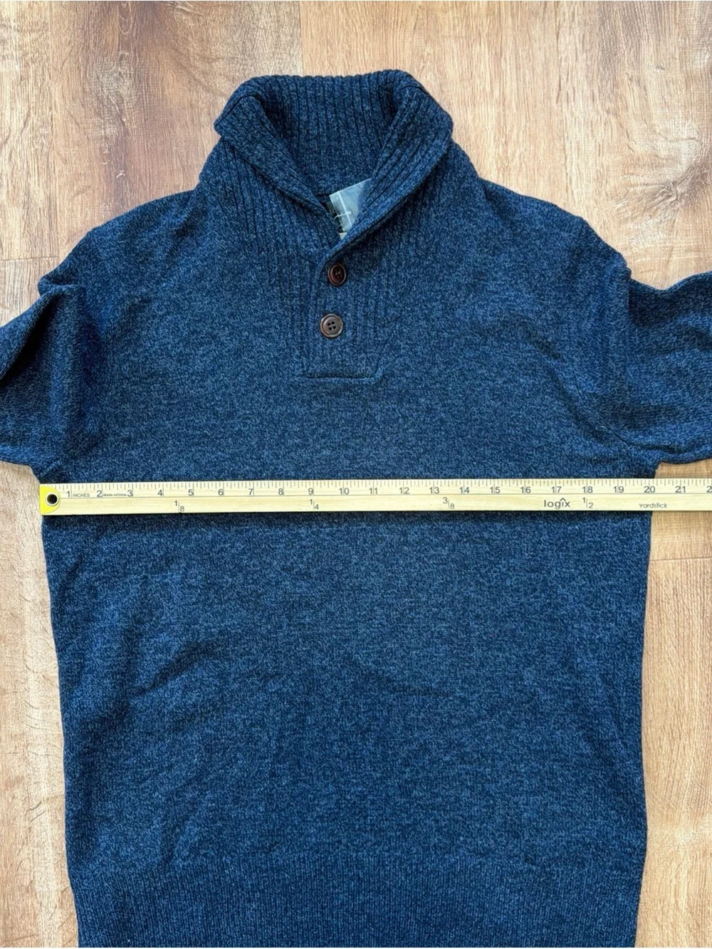 J. Crew Shawl Neck Sweater Mens M Lambs Wool Pullover Blue Knit Outdoor Fall